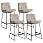 Scandinavian Low Back Home Stool Matte Finish Upholstered Bar Stools Grey 4 Piece Set Counter Stool(26"H) Clearhalo 'Bar Furniture' 'Bar Stools' 'bar_stools' 'furn' 'furn_bar_stools' 'Furniture' 'furniture_bar_stools' 'Kitchen & Dining Furniture' 4984650