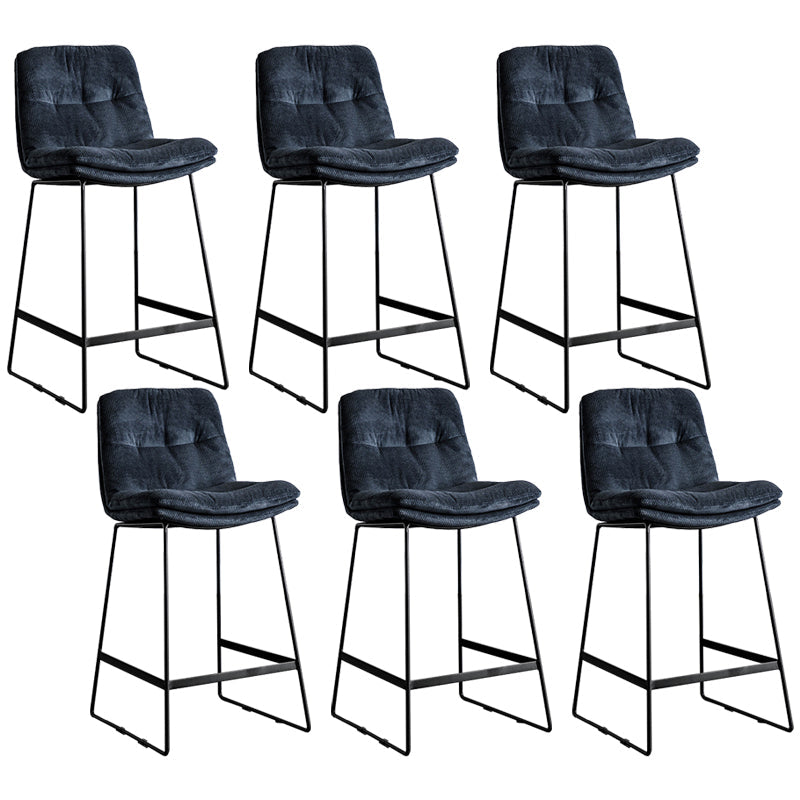 Scandinavian Low Back Home Stool Matte Finish Upholstered Bar Stools Navy Blue 6 Piece Set Counter Stool(26"H) Clearhalo 'Bar Furniture' 'Bar Stools' 'bar_stools' 'furn' 'furn_bar_stools' 'Furniture' 'furniture_bar_stools' 'Kitchen & Dining Furniture' 4984655