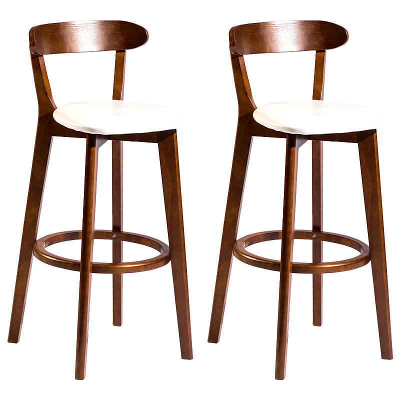 Contemporary Low Back Rubberwood Stool Matte Finish Upholstered Bar Stools White Brown 2 Piece Set Clearhalo 'Bar Furniture' 'Bar Stools' 'bar_stools' 'furn' 'furn_bar_stools' 'Furniture' 'furniture_bar_stools' 'Kitchen & Dining Furniture' 4984663