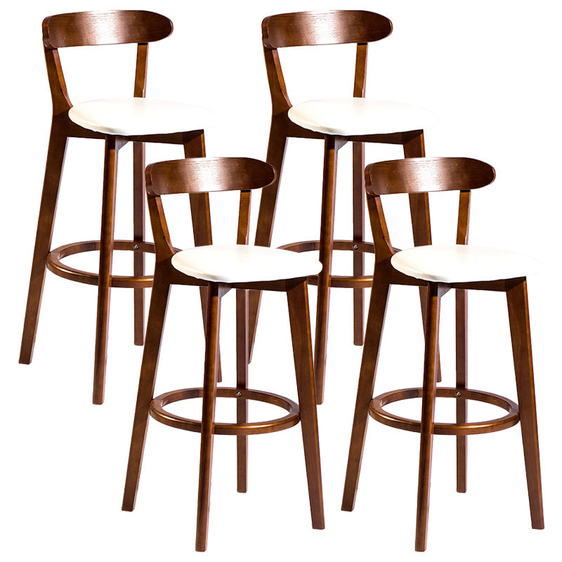 Contemporary Low Back Rubberwood Stool Matte Finish Upholstered Bar Stools White Brown 4 Piece Set Clearhalo 'Bar Furniture' 'Bar Stools' 'bar_stools' 'furn' 'furn_bar_stools' 'Furniture' 'furniture_bar_stools' 'Kitchen & Dining Furniture' 4984664