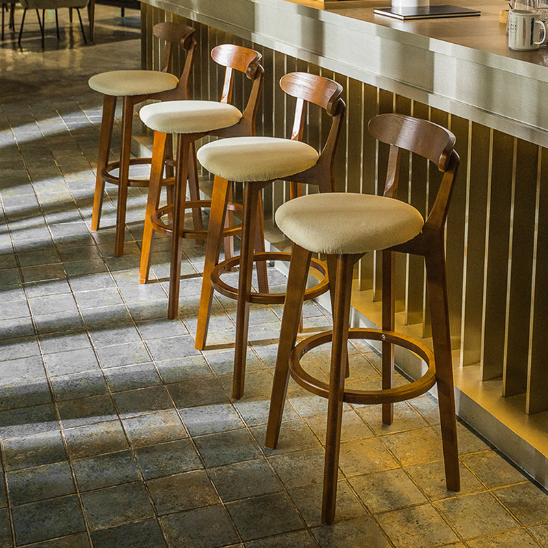Contemporary Low Back Rubberwood Stool Matte Finish Upholstered Bar Stools Clearhalo 'Bar Furniture' 'Bar Stools' 'bar_stools' 'furn' 'furn_bar_stools' 'Furniture' 'furniture_bar_stools' 'Kitchen & Dining Furniture' 4984665