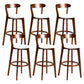 Contemporary Low Back Rubberwood Stool Matte Finish Upholstered Bar Stools White Brown 6 Piece Set Clearhalo 'Bar Furniture' 'Bar Stools' 'bar_stools' 'furn' 'furn_bar_stools' 'Furniture' 'furniture_bar_stools' 'Kitchen & Dining Furniture' 4984666