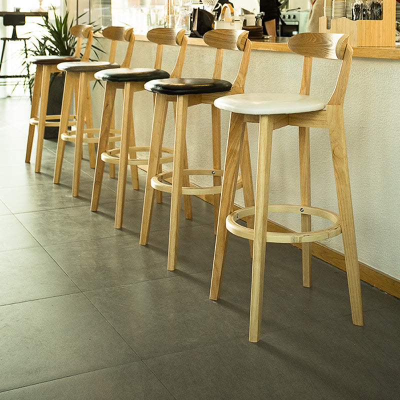 Contemporary Low Back Rubberwood Stool Matte Finish Upholstered Bar Stools Clearhalo 'Bar Furniture' 'Bar Stools' 'bar_stools' 'furn' 'furn_bar_stools' 'Furniture' 'furniture_bar_stools' 'Kitchen & Dining Furniture' 4984667