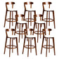 Contemporary Low Back Rubberwood Stool Matte Finish Upholstered Bar Stools White Brown 8 Piece Set Clearhalo 'Bar Furniture' 'Bar Stools' 'bar_stools' 'furn' 'furn_bar_stools' 'Furniture' 'furniture_bar_stools' 'Kitchen & Dining Furniture' 4984669