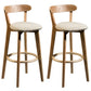 Contemporary Low Back Rubberwood Stool Matte Finish Upholstered Bar Stools Khaki Natural 2 Piece Set Clearhalo 'Bar Furniture' 'Bar Stools' 'bar_stools' 'furn' 'furn_bar_stools' 'Furniture' 'furniture_bar_stools' 'Kitchen & Dining Furniture' 4984671