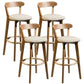 Contemporary Low Back Rubberwood Stool Matte Finish Upholstered Bar Stools Khaki Natural 4 Piece Set Clearhalo 'Bar Furniture' 'Bar Stools' 'bar_stools' 'furn' 'furn_bar_stools' 'Furniture' 'furniture_bar_stools' 'Kitchen & Dining Furniture' 4984673