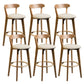Contemporary Low Back Rubberwood Stool Matte Finish Upholstered Bar Stools Khaki Natural 6 Piece Set Clearhalo 'Bar Furniture' 'Bar Stools' 'bar_stools' 'furn' 'furn_bar_stools' 'Furniture' 'furniture_bar_stools' 'Kitchen & Dining Furniture' 4984675