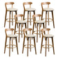 Contemporary Low Back Rubberwood Stool Matte Finish Upholstered Bar Stools Khaki Natural 8 Piece Set Clearhalo 'Bar Furniture' 'Bar Stools' 'bar_stools' 'furn' 'furn_bar_stools' 'Furniture' 'furniture_bar_stools' 'Kitchen & Dining Furniture' 4984677