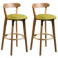 Contemporary Low Back Rubberwood Stool Matte Finish Upholstered Bar Stools Green Natural 2 Piece Set Clearhalo 'Bar Furniture' 'Bar Stools' 'bar_stools' 'furn' 'furn_bar_stools' 'Furniture' 'furniture_bar_stools' 'Kitchen & Dining Furniture' 4984678