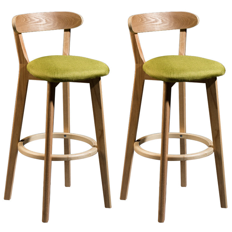 Contemporary Low Back Rubberwood Stool Matte Finish Upholstered Bar Stools Green Natural 2 Piece Set Clearhalo 'Bar Furniture' 'Bar Stools' 'bar_stools' 'furn' 'furn_bar_stools' 'Furniture' 'furniture_bar_stools' 'Kitchen & Dining Furniture' 4984678