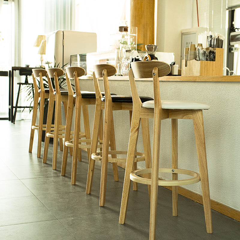 Contemporary Low Back Rubberwood Stool Matte Finish Upholstered Bar Stools Clearhalo 'Bar Furniture' 'Bar Stools' 'bar_stools' 'furn' 'furn_bar_stools' 'Furniture' 'furniture_bar_stools' 'Kitchen & Dining Furniture' 4984679