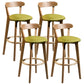 Contemporary Low Back Rubberwood Stool Matte Finish Upholstered Bar Stools Green Natural 4 Piece Set Clearhalo 'Bar Furniture' 'Bar Stools' 'bar_stools' 'furn' 'furn_bar_stools' 'Furniture' 'furniture_bar_stools' 'Kitchen & Dining Furniture' 4984680