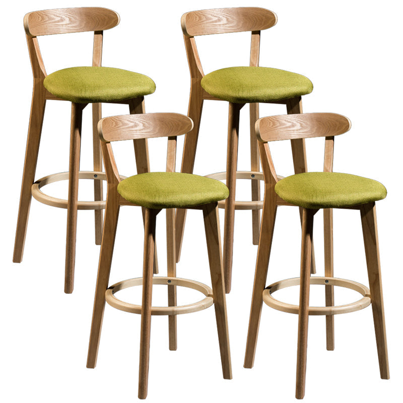 Contemporary Low Back Rubberwood Stool Matte Finish Upholstered Bar Stools Green Natural 4 Piece Set Clearhalo 'Bar Furniture' 'Bar Stools' 'bar_stools' 'furn' 'furn_bar_stools' 'Furniture' 'furniture_bar_stools' 'Kitchen & Dining Furniture' 4984680