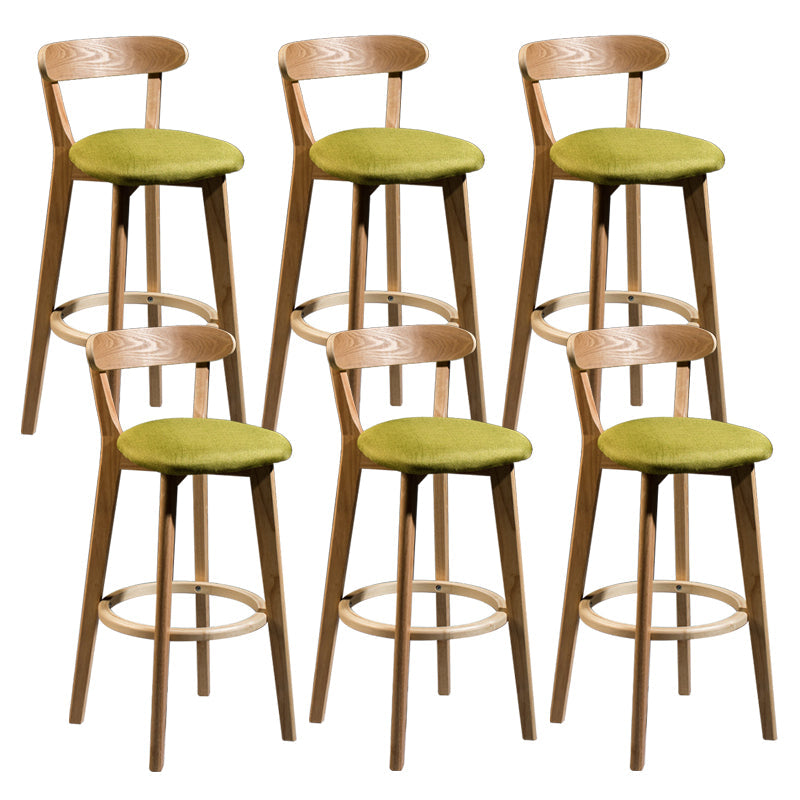 Contemporary Low Back Rubberwood Stool Matte Finish Upholstered Bar Stools Green Natural 6 Piece Set Clearhalo 'Bar Furniture' 'Bar Stools' 'bar_stools' 'furn' 'furn_bar_stools' 'Furniture' 'furniture_bar_stools' 'Kitchen & Dining Furniture' 4984681