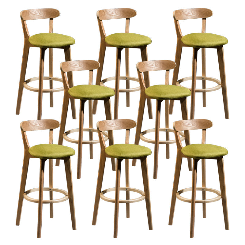 Contemporary Low Back Rubberwood Stool Matte Finish Upholstered Bar Stools Green Natural 8 Piece Set Clearhalo 'Bar Furniture' 'Bar Stools' 'bar_stools' 'furn' 'furn_bar_stools' 'Furniture' 'furniture_bar_stools' 'Kitchen & Dining Furniture' 4984682