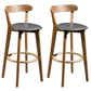 Contemporary Low Back Rubberwood Stool Matte Finish Upholstered Bar Stools Grey Natural 2 Piece Set Clearhalo 'Bar Furniture' 'Bar Stools' 'bar_stools' 'furn' 'furn_bar_stools' 'Furniture' 'furniture_bar_stools' 'Kitchen & Dining Furniture' 4984683