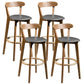Contemporary Low Back Rubberwood Stool Matte Finish Upholstered Bar Stools Grey Natural 4 Piece Set Clearhalo 'Bar Furniture' 'Bar Stools' 'bar_stools' 'furn' 'furn_bar_stools' 'Furniture' 'furniture_bar_stools' 'Kitchen & Dining Furniture' 4984684