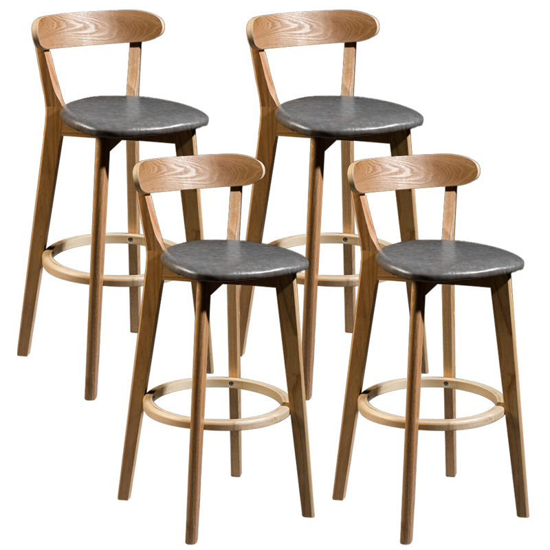 Contemporary Low Back Rubberwood Stool Matte Finish Upholstered Bar Stools Grey Natural 4 Piece Set Clearhalo 'Bar Furniture' 'Bar Stools' 'bar_stools' 'furn' 'furn_bar_stools' 'Furniture' 'furniture_bar_stools' 'Kitchen & Dining Furniture' 4984684