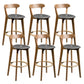 Contemporary Low Back Rubberwood Stool Matte Finish Upholstered Bar Stools Grey Natural 6 Piece Set Clearhalo 'Bar Furniture' 'Bar Stools' 'bar_stools' 'furn' 'furn_bar_stools' 'Furniture' 'furniture_bar_stools' 'Kitchen & Dining Furniture' 4984685