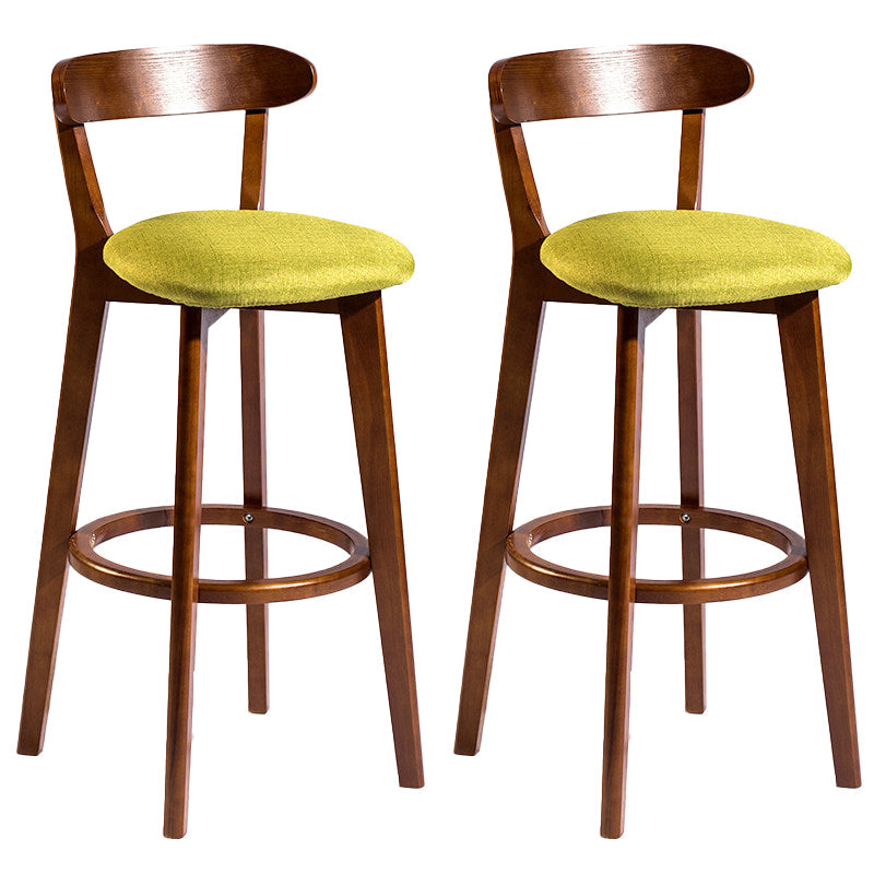 Contemporary Low Back Rubberwood Stool Matte Finish Upholstered Bar Stools Green Brown 2 Piece Set Clearhalo 'Bar Furniture' 'Bar Stools' 'bar_stools' 'furn' 'furn_bar_stools' 'Furniture' 'furniture_bar_stools' 'Kitchen & Dining Furniture' 4984687