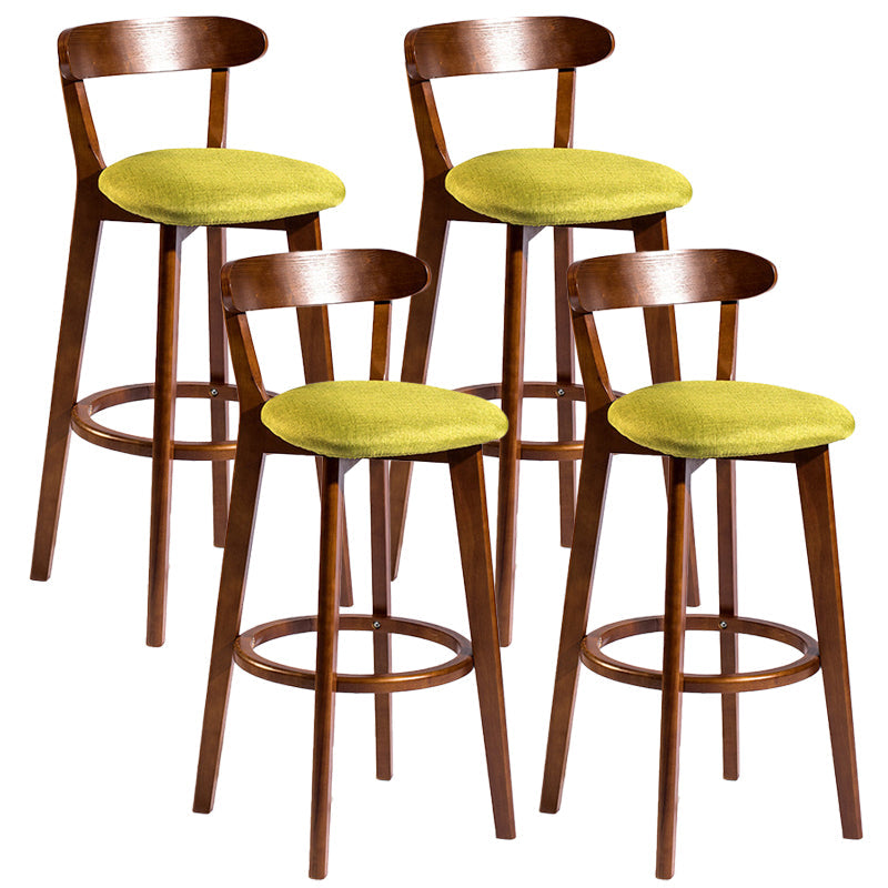 Contemporary Low Back Rubberwood Stool Matte Finish Upholstered Bar Stools Green Brown 4 Piece Set Clearhalo 'Bar Furniture' 'Bar Stools' 'bar_stools' 'furn' 'furn_bar_stools' 'Furniture' 'furniture_bar_stools' 'Kitchen & Dining Furniture' 4984688