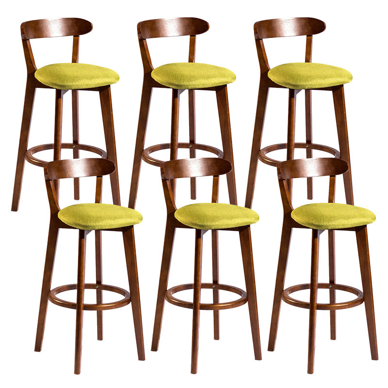 Contemporary Low Back Rubberwood Stool Matte Finish Upholstered Bar Stools Green Brown 6 Piece Set Clearhalo 'Bar Furniture' 'Bar Stools' 'bar_stools' 'furn' 'furn_bar_stools' 'Furniture' 'furniture_bar_stools' 'Kitchen & Dining Furniture' 4984689
