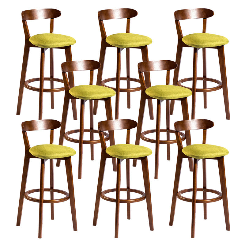 Contemporary Low Back Rubberwood Stool Matte Finish Upholstered Bar Stools Green Brown 8 Piece Set Clearhalo 'Bar Furniture' 'Bar Stools' 'bar_stools' 'furn' 'furn_bar_stools' 'Furniture' 'furniture_bar_stools' 'Kitchen & Dining Furniture' 4984690