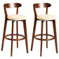 Contemporary Low Back Rubberwood Stool Matte Finish Upholstered Bar Stools Khaki Brown 2 Piece Set Clearhalo 'Bar Furniture' 'Bar Stools' 'bar_stools' 'furn' 'furn_bar_stools' 'Furniture' 'furniture_bar_stools' 'Kitchen & Dining Furniture' 4984691