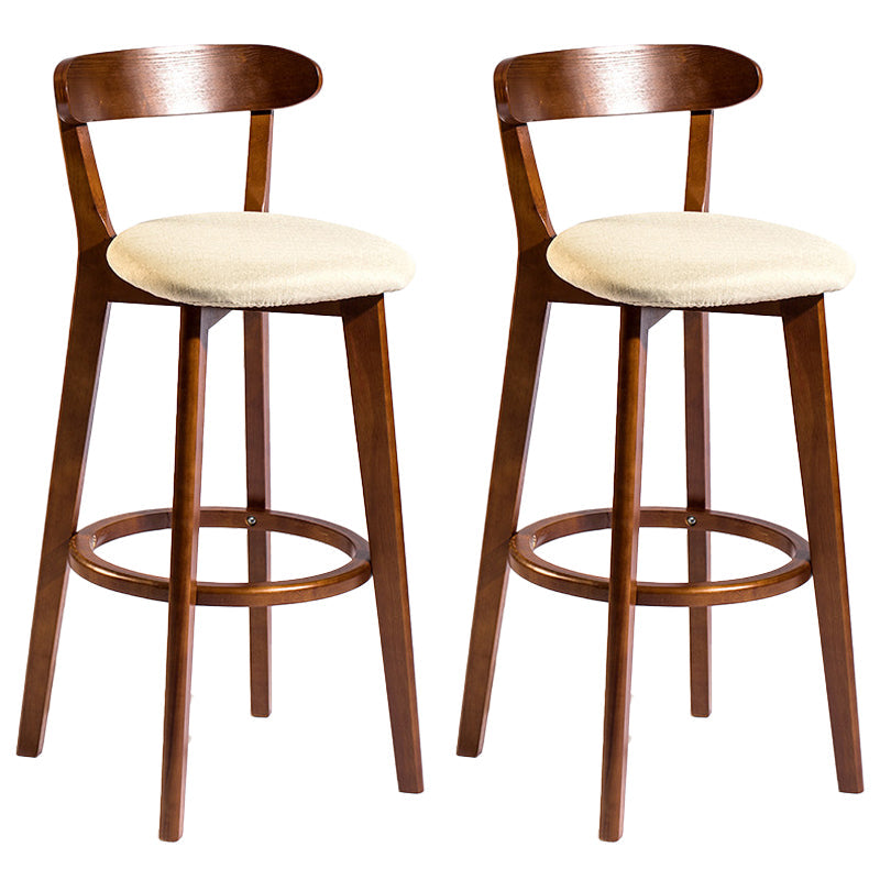 Contemporary Low Back Rubberwood Stool Matte Finish Upholstered Bar Stools Khaki Brown 2 Piece Set Clearhalo 'Bar Furniture' 'Bar Stools' 'bar_stools' 'furn' 'furn_bar_stools' 'Furniture' 'furniture_bar_stools' 'Kitchen & Dining Furniture' 4984691