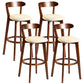 Contemporary Low Back Rubberwood Stool Matte Finish Upholstered Bar Stools Khaki Brown 4 Piece Set Clearhalo 'Bar Furniture' 'Bar Stools' 'bar_stools' 'furn' 'furn_bar_stools' 'Furniture' 'furniture_bar_stools' 'Kitchen & Dining Furniture' 4984692