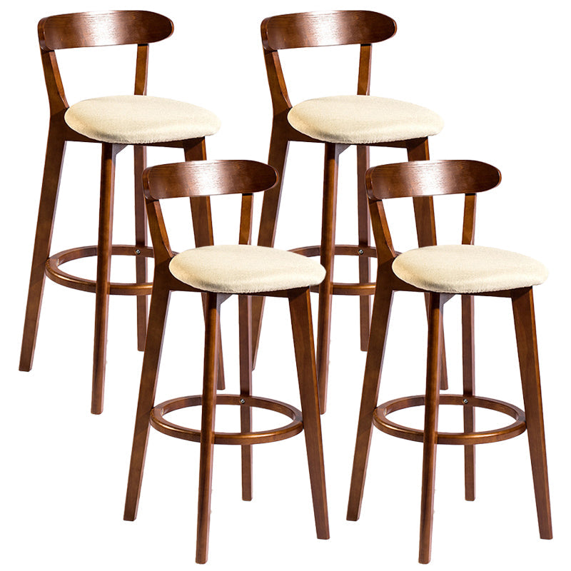 Contemporary Low Back Rubberwood Stool Matte Finish Upholstered Bar Stools Khaki Brown 4 Piece Set Clearhalo 'Bar Furniture' 'Bar Stools' 'bar_stools' 'furn' 'furn_bar_stools' 'Furniture' 'furniture_bar_stools' 'Kitchen & Dining Furniture' 4984692