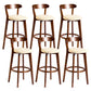 Contemporary Low Back Rubberwood Stool Matte Finish Upholstered Bar Stools Khaki Brown 6 Piece Set Clearhalo 'Bar Furniture' 'Bar Stools' 'bar_stools' 'furn' 'furn_bar_stools' 'Furniture' 'furniture_bar_stools' 'Kitchen & Dining Furniture' 4984693