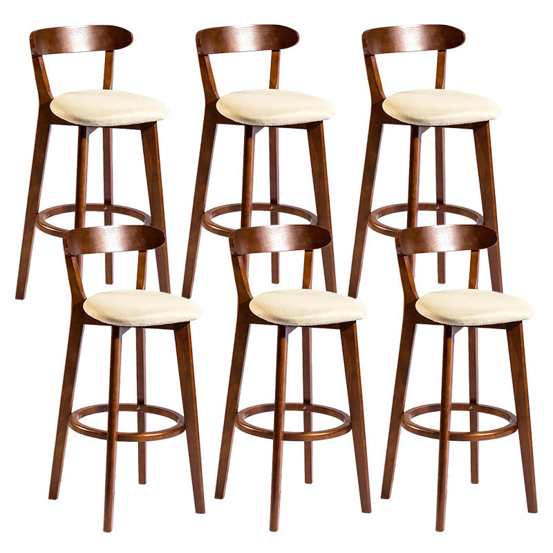 Contemporary Low Back Rubberwood Stool Matte Finish Upholstered Bar Stools Khaki Brown 6 Piece Set Clearhalo 'Bar Furniture' 'Bar Stools' 'bar_stools' 'furn' 'furn_bar_stools' 'Furniture' 'furniture_bar_stools' 'Kitchen & Dining Furniture' 4984693