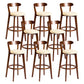 Contemporary Low Back Rubberwood Stool Matte Finish Upholstered Bar Stools Khaki Brown 8 Piece Set Clearhalo 'Bar Furniture' 'Bar Stools' 'bar_stools' 'furn' 'furn_bar_stools' 'Furniture' 'furniture_bar_stools' 'Kitchen & Dining Furniture' 4984694