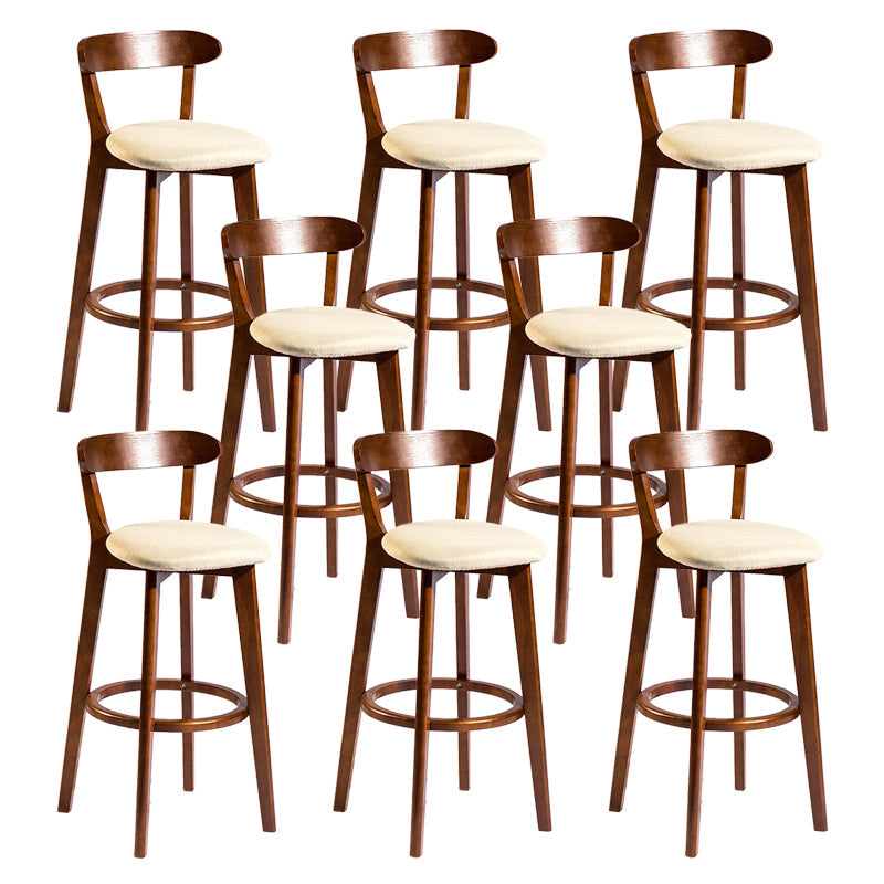 Contemporary Low Back Rubberwood Stool Matte Finish Upholstered Bar Stools Khaki Brown 8 Piece Set Clearhalo 'Bar Furniture' 'Bar Stools' 'bar_stools' 'furn' 'furn_bar_stools' 'Furniture' 'furniture_bar_stools' 'Kitchen & Dining Furniture' 4984694