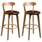 Contemporary Low Back Rubberwood Stool Matte Finish Upholstered Bar Stools Brown Natural 2 Piece Set Clearhalo 'Bar Furniture' 'Bar Stools' 'bar_stools' 'furn' 'furn_bar_stools' 'Furniture' 'furniture_bar_stools' 'Kitchen & Dining Furniture' 4984695