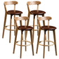 Contemporary Low Back Rubberwood Stool Matte Finish Upholstered Bar Stools Brown Natural 4 Piece Set Clearhalo 'Bar Furniture' 'Bar Stools' 'bar_stools' 'furn' 'furn_bar_stools' 'Furniture' 'furniture_bar_stools' 'Kitchen & Dining Furniture' 4984696