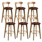 Contemporary Low Back Rubberwood Stool Matte Finish Upholstered Bar Stools Brown Natural 6 Piece Set Clearhalo 'Bar Furniture' 'Bar Stools' 'bar_stools' 'furn' 'furn_bar_stools' 'Furniture' 'furniture_bar_stools' 'Kitchen & Dining Furniture' 4984697