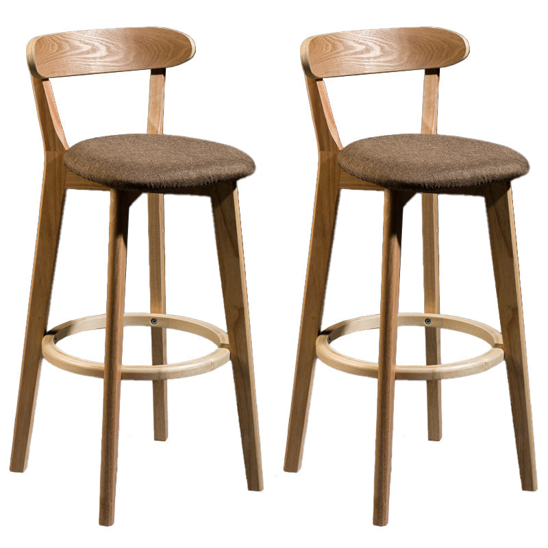Contemporary Low Back Rubberwood Stool Matte Finish Upholstered Bar Stools Coffee Natural 2 Piece Set Clearhalo 'Bar Furniture' 'Bar Stools' 'bar_stools' 'furn' 'furn_bar_stools' 'Furniture' 'furniture_bar_stools' 'Kitchen & Dining Furniture' 4984699