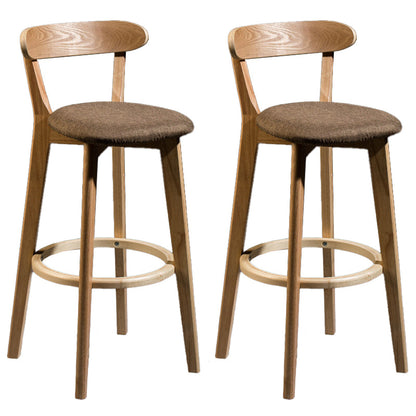 Contemporary Low Back Rubberwood Stool Matte Finish Upholstered Bar Stools Coffee Natural 2 Piece Set Clearhalo 'Bar Furniture' 'Bar Stools' 'bar_stools' 'furn' 'furn_bar_stools' 'Furniture' 'furniture_bar_stools' 'Kitchen & Dining Furniture' 4984699