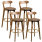 Contemporary Low Back Rubberwood Stool Matte Finish Upholstered Bar Stools Coffee Natural 4 Piece Set Clearhalo 'Bar Furniture' 'Bar Stools' 'bar_stools' 'furn' 'furn_bar_stools' 'Furniture' 'furniture_bar_stools' 'Kitchen & Dining Furniture' 4984700