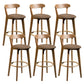 Contemporary Low Back Rubberwood Stool Matte Finish Upholstered Bar Stools Coffee Natural 6 Piece Set Clearhalo 'Bar Furniture' 'Bar Stools' 'bar_stools' 'furn' 'furn_bar_stools' 'Furniture' 'furniture_bar_stools' 'Kitchen & Dining Furniture' 4984701