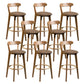 Contemporary Low Back Rubberwood Stool Matte Finish Upholstered Bar Stools Coffee Natural 8 Piece Set Clearhalo 'Bar Furniture' 'Bar Stools' 'bar_stools' 'furn' 'furn_bar_stools' 'Furniture' 'furniture_bar_stools' 'Kitchen & Dining Furniture' 4984702
