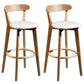 Contemporary Low Back Rubberwood Stool Matte Finish Upholstered Bar Stools White Natural 2 Piece Set Clearhalo 'Bar Furniture' 'Bar Stools' 'bar_stools' 'furn' 'furn_bar_stools' 'Furniture' 'furniture_bar_stools' 'Kitchen & Dining Furniture' 4984703