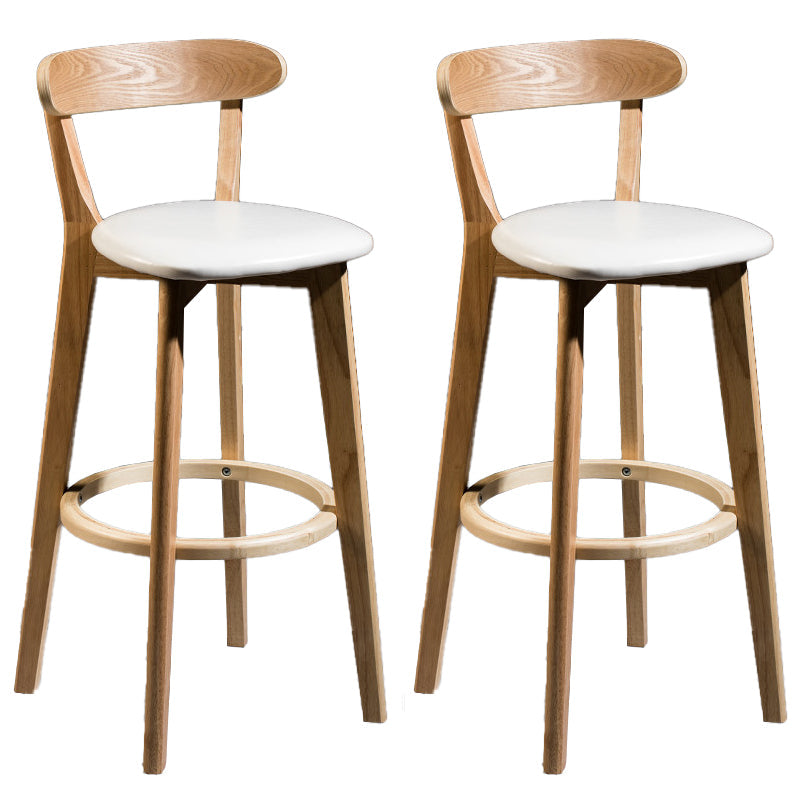 Contemporary Low Back Rubberwood Stool Matte Finish Upholstered Bar Stools White Natural 2 Piece Set Clearhalo 'Bar Furniture' 'Bar Stools' 'bar_stools' 'furn' 'furn_bar_stools' 'Furniture' 'furniture_bar_stools' 'Kitchen & Dining Furniture' 4984703