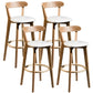 Contemporary Low Back Rubberwood Stool Matte Finish Upholstered Bar Stools White Natural 4 Piece Set Clearhalo 'Bar Furniture' 'Bar Stools' 'bar_stools' 'furn' 'furn_bar_stools' 'Furniture' 'furniture_bar_stools' 'Kitchen & Dining Furniture' 4984704