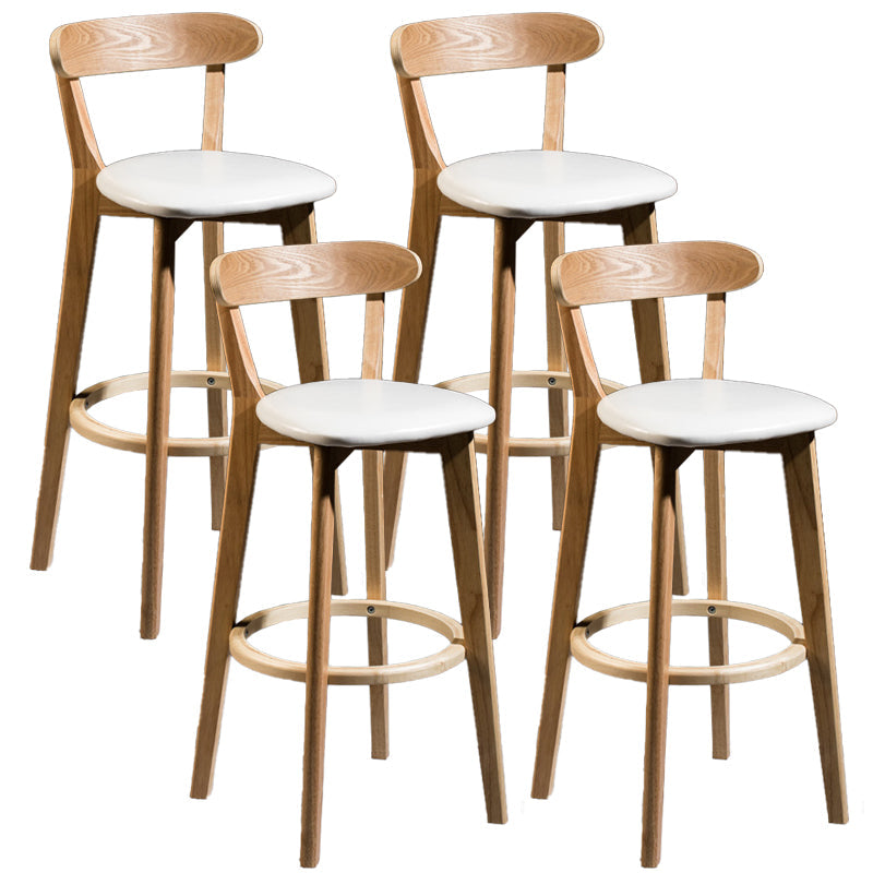 Contemporary Low Back Rubberwood Stool Matte Finish Upholstered Bar Stools White Natural 4 Piece Set Clearhalo 'Bar Furniture' 'Bar Stools' 'bar_stools' 'furn' 'furn_bar_stools' 'Furniture' 'furniture_bar_stools' 'Kitchen & Dining Furniture' 4984704