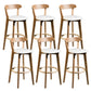 Contemporary Low Back Rubberwood Stool Matte Finish Upholstered Bar Stools White Natural 6 Piece Set Clearhalo 'Bar Furniture' 'Bar Stools' 'bar_stools' 'furn' 'furn_bar_stools' 'Furniture' 'furniture_bar_stools' 'Kitchen & Dining Furniture' 4984705