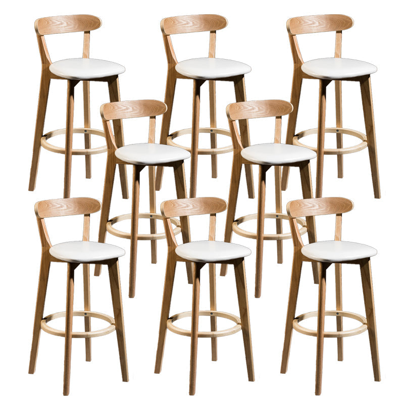 Contemporary Low Back Rubberwood Stool Matte Finish Upholstered Bar Stools White Natural 8 Piece Set Clearhalo 'Bar Furniture' 'Bar Stools' 'bar_stools' 'furn' 'furn_bar_stools' 'Furniture' 'furniture_bar_stools' 'Kitchen & Dining Furniture' 4984706