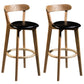 Contemporary Low Back Rubberwood Stool Matte Finish Upholstered Bar Stools Black Natural 2 Piece Set Clearhalo 'Bar Furniture' 'Bar Stools' 'bar_stools' 'furn' 'furn_bar_stools' 'Furniture' 'furniture_bar_stools' 'Kitchen & Dining Furniture' 4984707